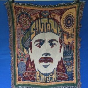 Santana Corazon Woven Blanket 48 x40" Tapestry Music Band Fringe